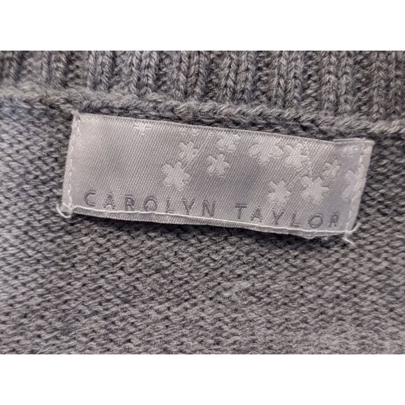 Carolyn Taylor Christmas Sweater Gray Jeweled Crew Neck Santa Ho Ho Ho Large - Picture 4 of 5